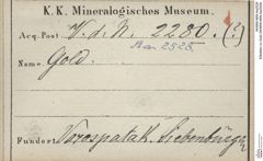 Etiketten zu Gold (NHMW-MIN-Aa2528)